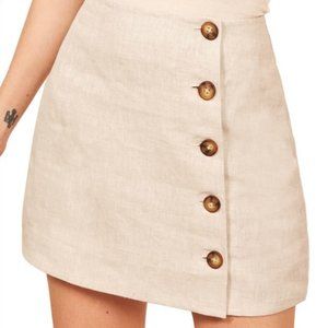 Reformation Candella Linen Button Down Mini Skirt Size 6